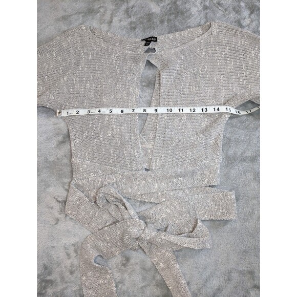 Express Women's Gray Open Crop Top Wrap Sweater - Size XS - Picture 4 of 7